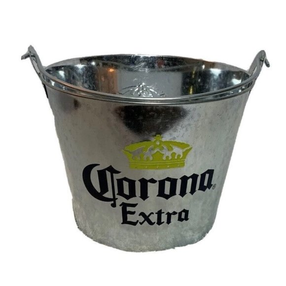 Corona Extra Galvanized Ice Bucket Pail Tailgating Party Beer Cooler with Opener - Picture 1 of 5